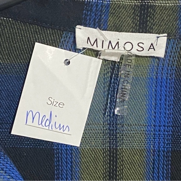 Mimosa Blue/Green/Black Cropped Flannel Shirt, size M - Picture 7 of 8